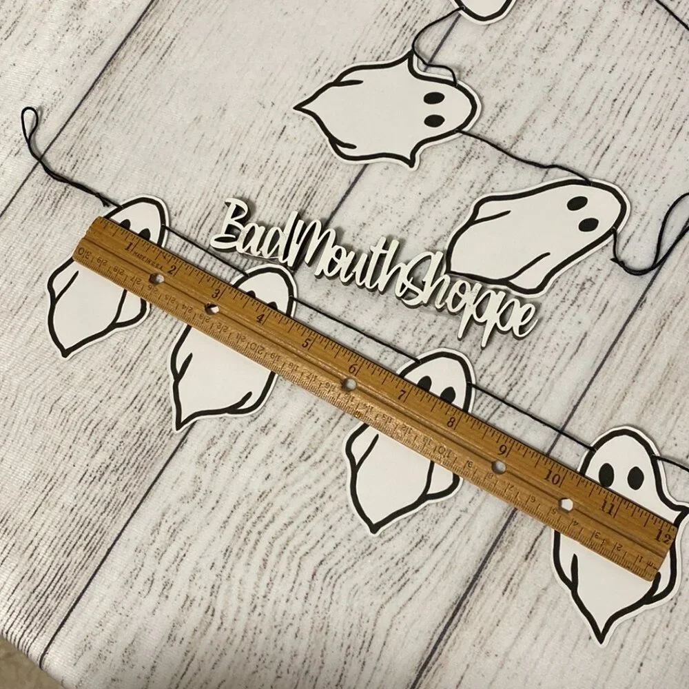 *The Dark Times Halloween Ghost Baby Boo Bunting made from Recycled Card